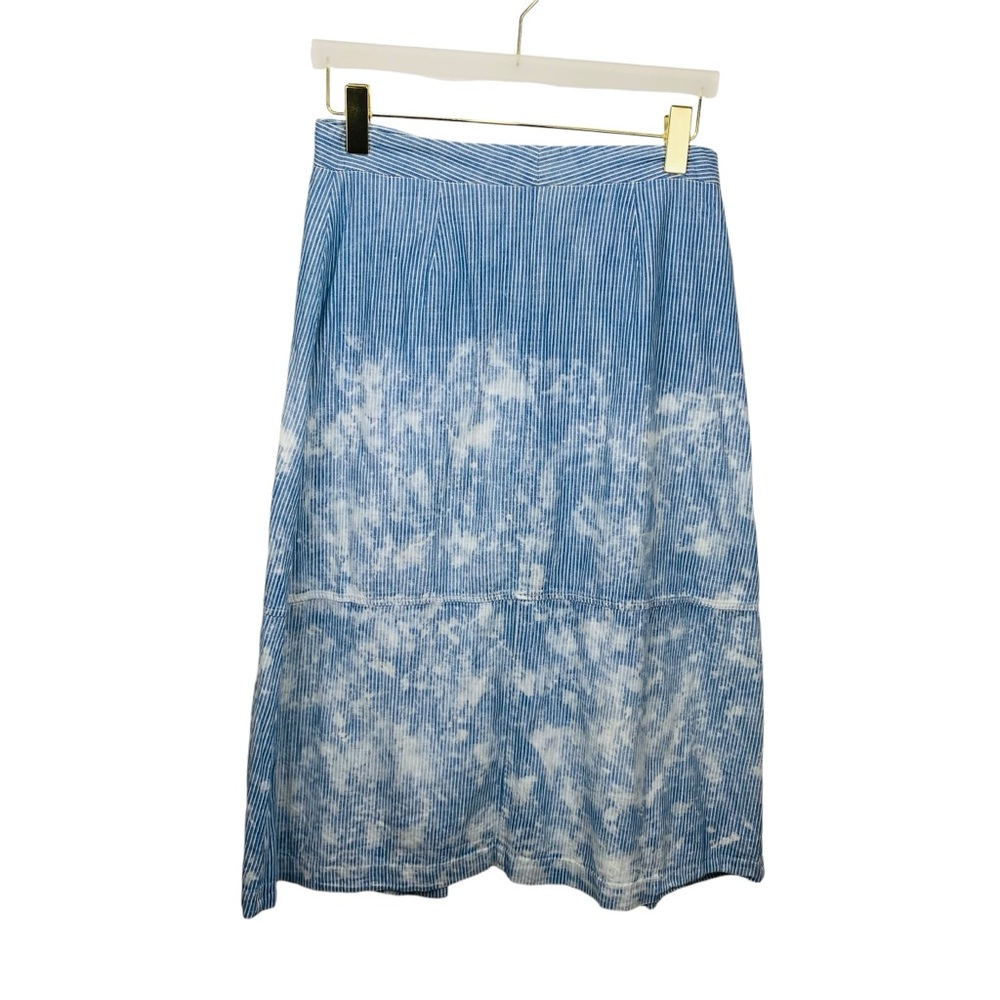 Sea New York Midi Skirt Womens 8 Blue White Striped‎ Lined Nautical Preppy Light